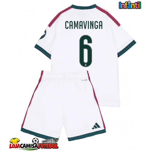 Camisa de Futebol Real Madrid Eduardo Camavinga #6 Equipamento Principal Infantil 2026-27 Manga Curta (+ Calças curtas)